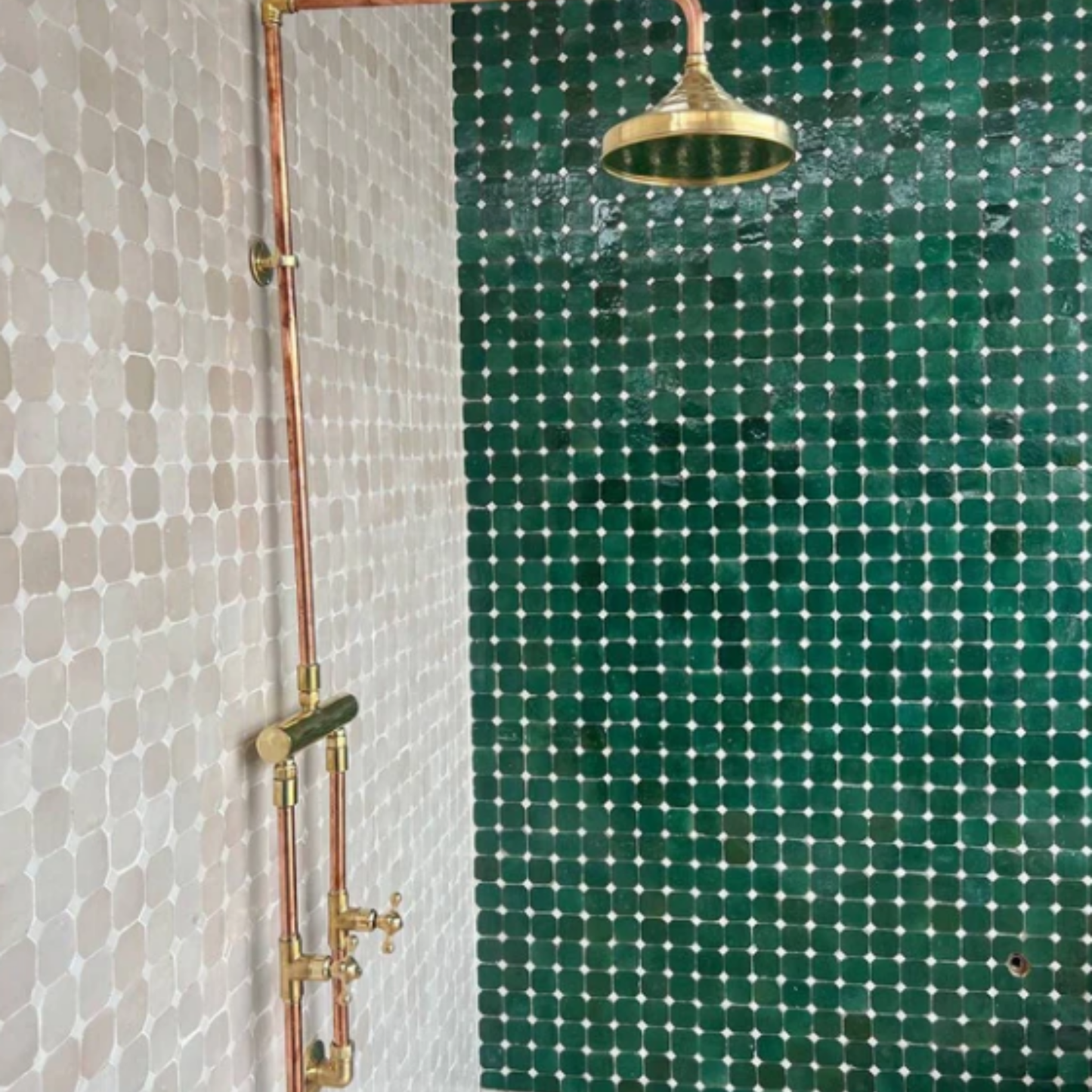 Antique Copper Outdoor Shower – Rustic Round Shower Head – MaisonNadia