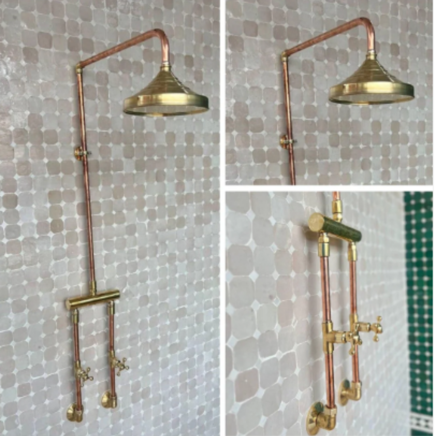 Antique Copper Outdoor Shower – Rustic Round Shower Head – MaisonNadia