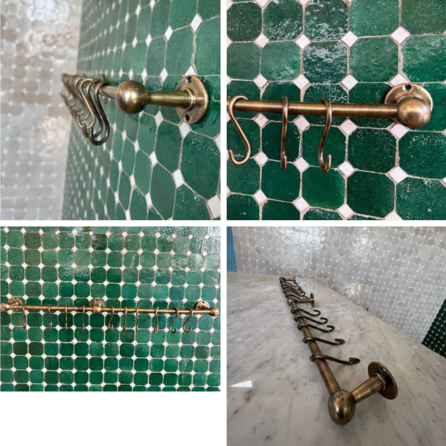 Bronze Pot Rack with Brass Rod Rail and Hooks – MaisonNadia